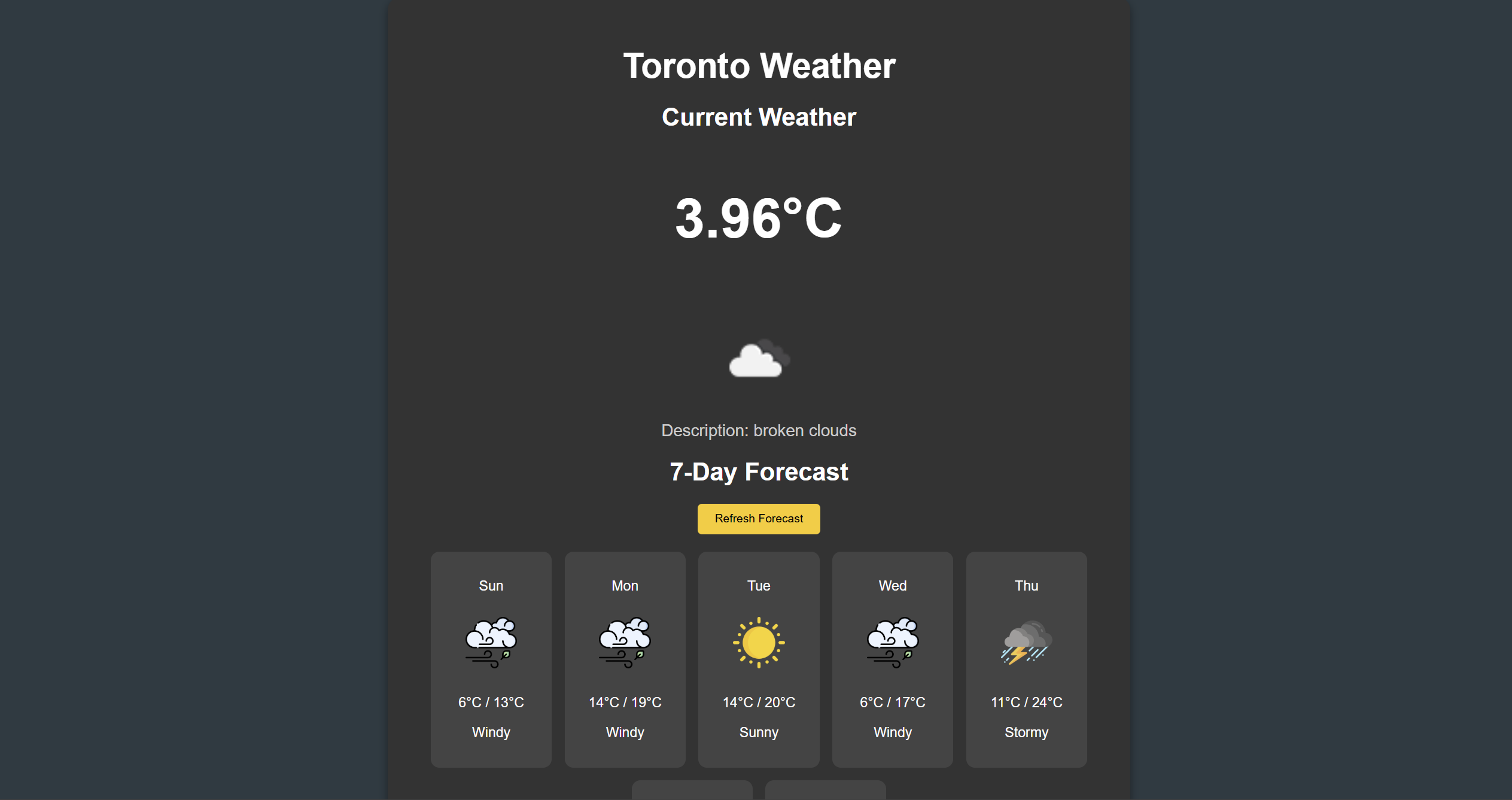 Weather API website preview